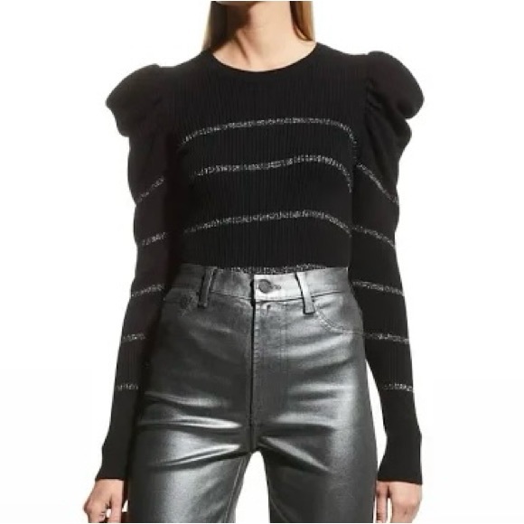 7 For All Mankind Puff Sleeve Rib Sweater Medium BNWT - Picture 3 of 9